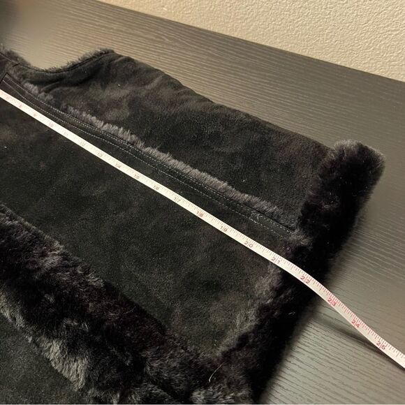 ✨ D’Carlo Women’s Suede Leather Fur Black Zip Up Vest Medium - Picture 11 of 11